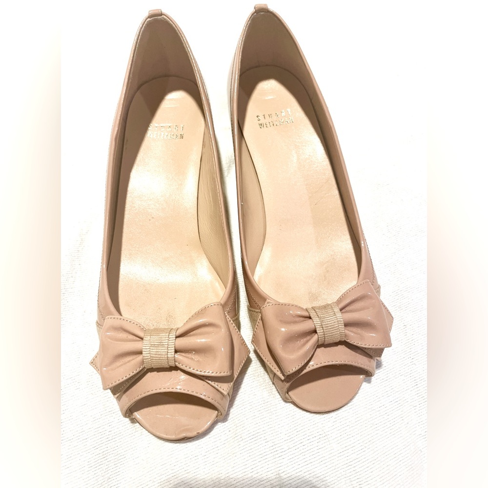 Stuart Weitzman wedge heels taupe patent leather size 7.5